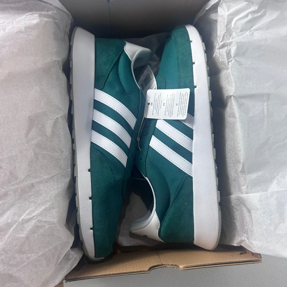 Adidas Run 60s 2.0 Mens Sneakers Size 12.5 Dark‎ Green and White H00354 NEW
